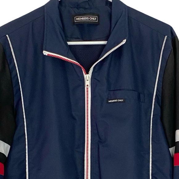 Members Only Jacket Mens Size Medium Full Zip Up Windbreaker Logo Back Retro - Picture 16 of 16